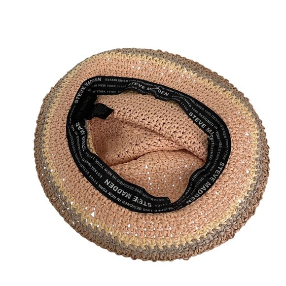 Steve Madden Sun Hat Bucket Hat Women's One Size Tan Woven Bow NWT - Picture 7 of 8